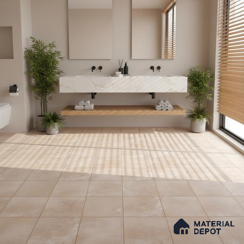 Rustic Floor & Wall Tile TL 05420 Morissa Desert Umber 1 ft x 1 ft Ceramic Matte Finish - 7.5 mm | Random Design | Suitable for Living Room, Bedroom, Bathroom, Kitchen & Balcony
