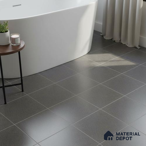 Stone Floor & Wall Tile TL 05446 D Jewel Coal Black 1 ft x 1 ft Ceramic Matte Finish - 7.5 mm | Suitable for Bathroom, Terrace & Balcony