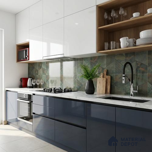 Highlighter Wall Tile TL 05463 Emerald Green Decor 2 ft x 4 ft Vitrified High Gloss Finish - 9 mm | Suitable for Living Room, Bedroom, Bathroom, Kitchen