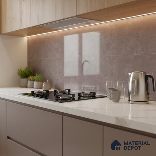 Stone Wall Tile TL 05466 E Mailo Taupe 2 ft x 1 ft Ceramic Glossy Finish - 9 mm | Suitable for Bathroom, Kitchen