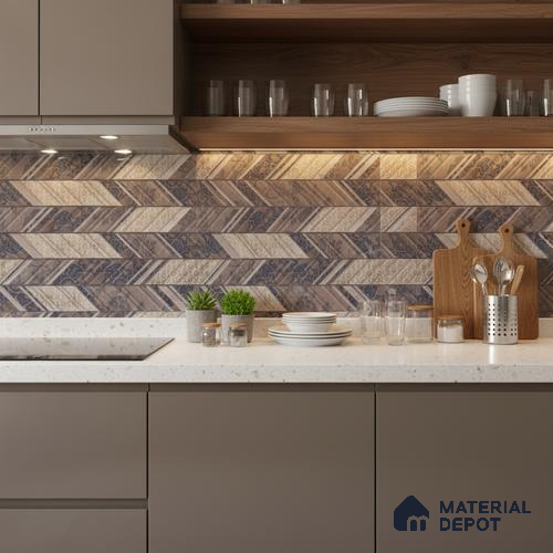 Highlighter Wall Tile TL 05466 Mailo Arrow Decor 2 ft x 1 ft Ceramic Glossy Finish - 9 mm | Suitable for Bathroom, Kitchen