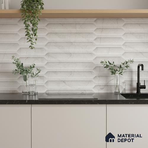 Marble Wall Tile TL 05474 B Lustra Charm Pearl Decor 2 ft x 1 ft Ceramic Satin Finish - 9 mm | Suitable for Bathroom, Kitchen