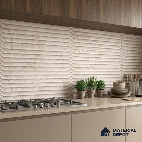 Marble Wall Tile TL 05477 B Lustra Manila Crema Decor 2 ft x 1 ft Ceramic Satin Finish - 9 mm | Suitable for Bathroom, Kitchen