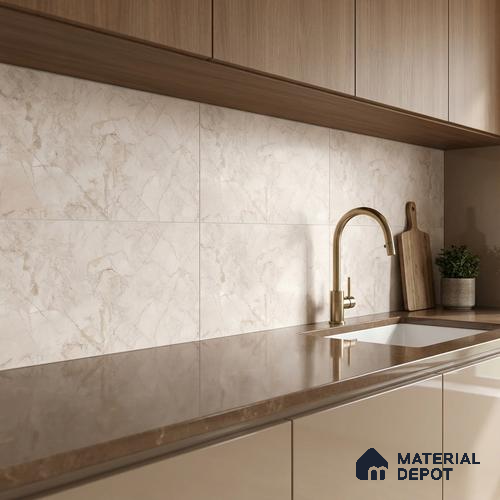 Marble Wall Tile TL 05477 Lustra Manila Crema 2 ft x 1 ft Ceramic Satin Finish - 9 mm | Suitable for Bathroom, Kitchen