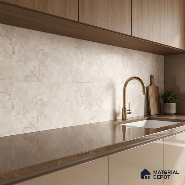 Marble Wall Tile TL 05477 Lustra Manila Crema 2 ft x 1 ft Ceramic Satin Finish - 9 mm | Suitable for Bathroom, Kitchen