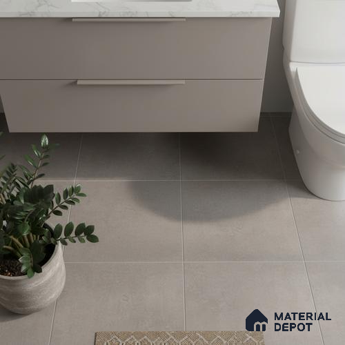 Plain Matching Floor Tile TL 05484 E Lustra Foggy Ash 1 ft x 1 ft Ceramic Antiskid Matte Finish - 9 mm | Suitable for Bathroom, Kitchen