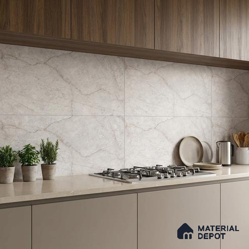 Marble Wall Tile TL 05485 Lustra Allure Beige 2 ft x 1 ft Ceramic Satin Finish - 9 mm | Suitable for Bathroom, Kitchen