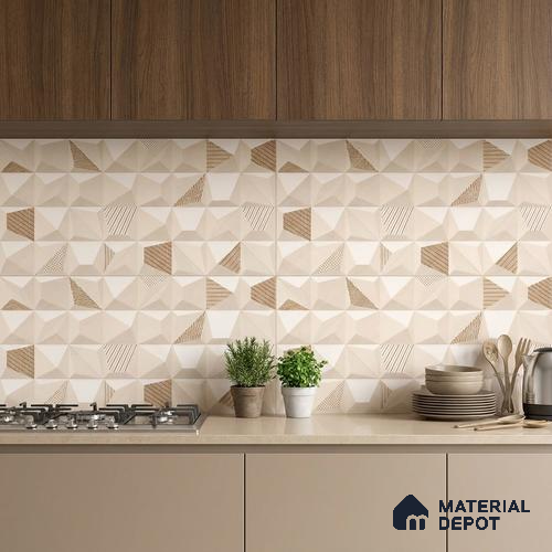 3D Wall Tile TL 05487 B Lustra Aura Sand Decor 2 ft x 1 ft Ceramic Satin Finish - 9 mm | Suitable for Bathroom, Kitchen