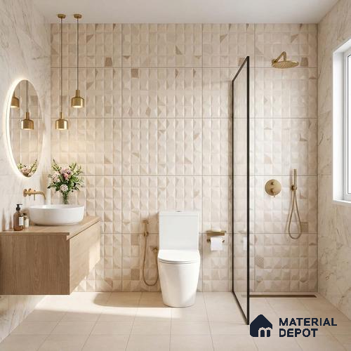 3D Wall Tile TL 05487 B Lustra Aura Sand Decor 2 ft x 1 ft Ceramic Satin Finish - 9 mm | Suitable for Bathroom, Kitchen