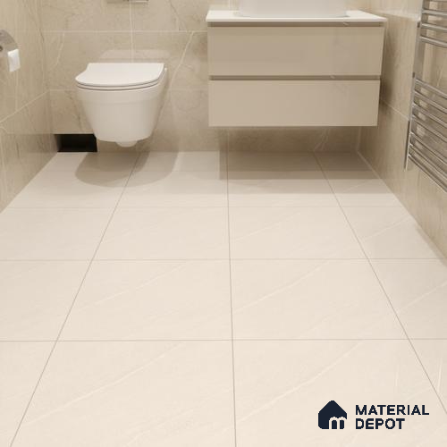 Marble Matching Floor Tile TL 05487 C Lustra Aura Sand 1 ft x 1 ft Ceramic Antiskid Matte Finish - 9 mm | Suitable for Bathroom, Kitchen