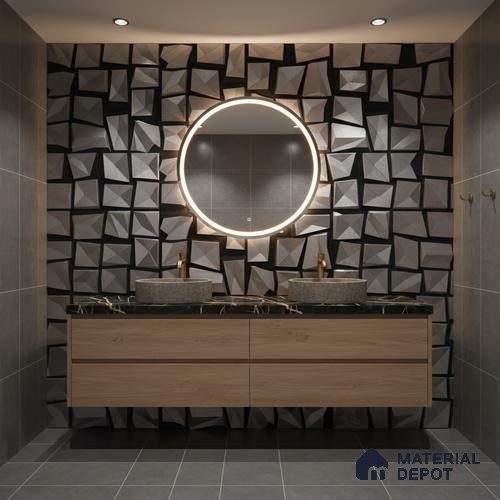 Metallic Wall Tile TL 05503 B Lustra Obsidian Flow 2 ft x 1 ft Ceramic Metallic Finish - 9 mm | Suitable for Bathroom, Kitchen