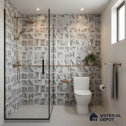 Metallic Wall Tile TL 05503 Lustra Glacial Flow 2 ft x 1 ft Ceramic Metallic Finish - 9 mm | Suitable for Bathroom, Kitchen