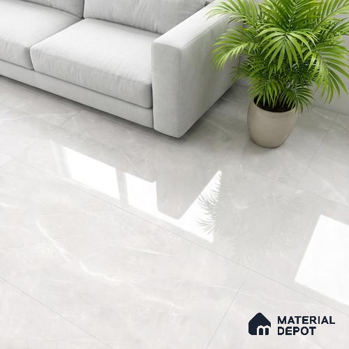 Marble Wall & Floor Tile TL 05529 Luxe Blanco 2 ft x 4 ft Vitrified Glossy Finish - 9 mm | 5 Random Design | Suitable for Living Room, Bedroom, Bathroom, Kitchen