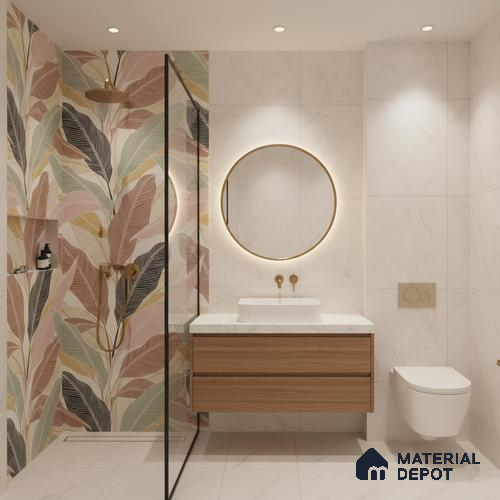 Tropical Wall Highlighter Tile TL 05746 Jewel Rosy Glow 4 ft x 2 ft Vitrified Matte Finish - 9 mm | Suitable for Living Room, Bedroom, Bathroom & Foyer
