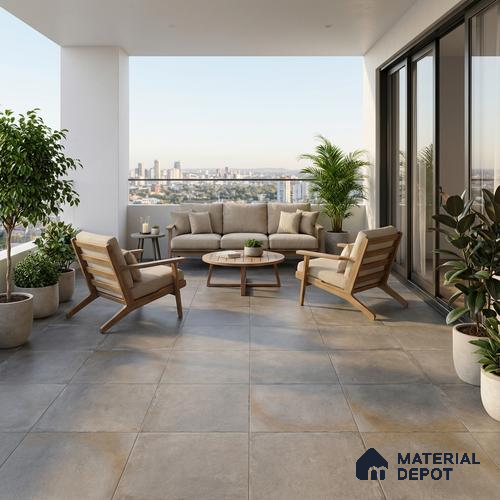 TL 05757 Anthracite Elegance 398x398 mm Matte Finish Vitrified Parking Tile -12 mm (Random Design)