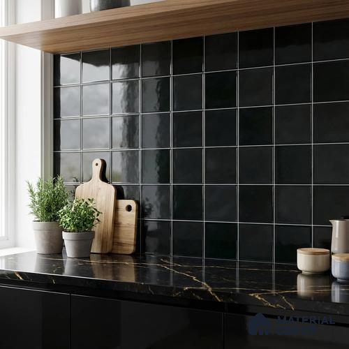 Faux Subway Wall Tile TL 05768 D Imola Black Decor 600x300 mm Glossy Finish Tile - 9 mm | Please Expect a Slight Variation of Pattern