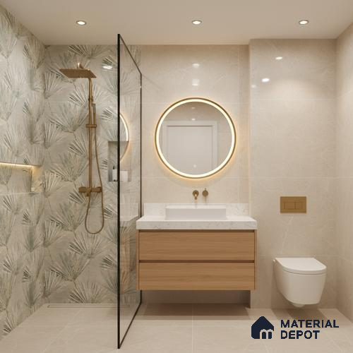 Floral Wall Tile TL 05813 B Gravier Verdant Mist Decor 2 ft x 4 ft Vitrified High Gloss Finish - 9 mm | Suitable for Living Room, Bedroom, Bathroom