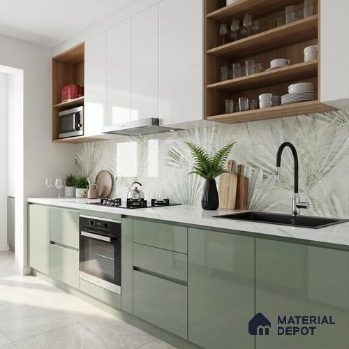 Floral Wall Tile TL 05813 B Gravier Verdant Mist Decor 2 ft x 4 ft Vitrified High Gloss Finish - 9 mm | Suitable for Living Room, Bedroom, Bathroom