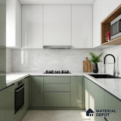 Marble Floor & Wall Tile TL 05813 Gravier Verdant Mist 2 ft x 4 ft Vitrified High Gloss Finish - 9 mm | 6 Random Design | Suitable for Living Room, Bedroom, Bathroom