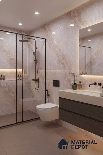 Marble Floor & Wall Tile TL 05818 B Gravier Blush Onyx 2 ft x 4 ft Vitrified Glossy Finish - 9 mm | 10 Random Design | Suitable for Living Room, Bedroom, Bathroom