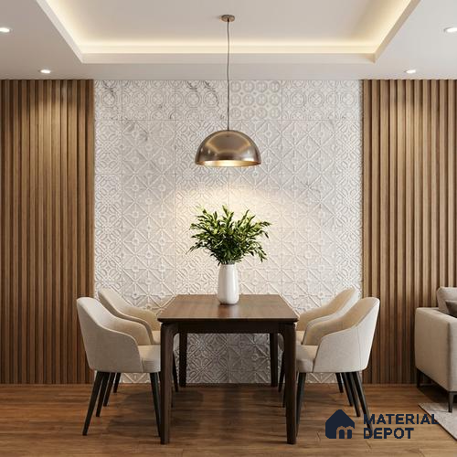 Subway Wall & Floor Handmade Tile TL 05861 D Floral Rings Frost Bloom 148 mm x 148 mm Vitrified - 9 mm | 4 Random Patterns | Suitable For Living Room, Bedroom, Kitchen