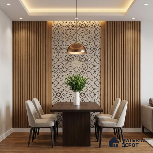 Metallic Wall Handmade Tile TL 05864 D Oval Grid Bronze Scroll 96 mm x 96 mm Vitrified - 9 mm | 4 Random Patterns | Suitable For Living Room, Bedroom, Kitchen