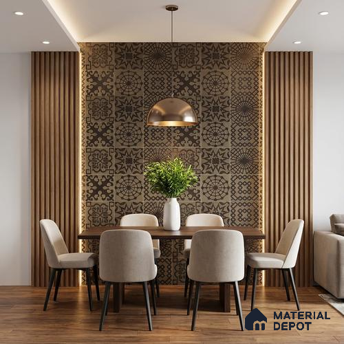 Metallic Wall Handmade Tile TL 05866 I Radiant Star Antique Charm 148 mm x 148 mm Vitrified - 9 mm | 6 Random Patterns | Suitable For Living Room, Bedroom, Kitchen