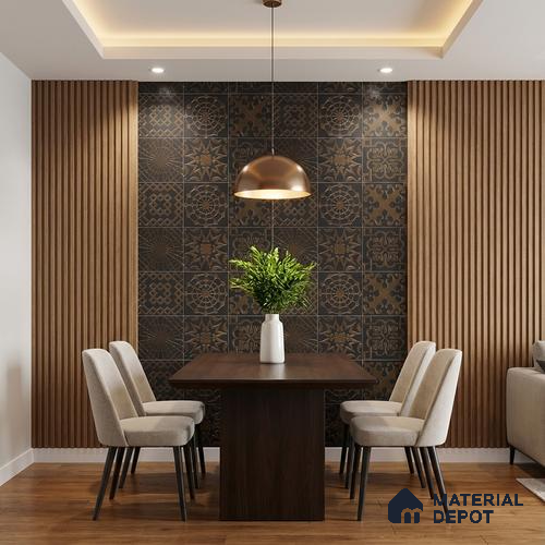 Metallic Wall Handmade Tile TL 05866 D Swirl Bloom Bronze Charm 148 mm x 148 mm Vitrified - 9 mm | 6 Random Patterns | Suitable For Living Room, Bedroom, Kitchen