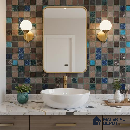 Mosaic Wall Tile TL 05868 B Ocean Mosaic Mosaic Jewel 297 mm x 297 mm Vitrified - 9 mm | Random Mix Patterns | Suitable For Living Room, Bedroom, Kitchen