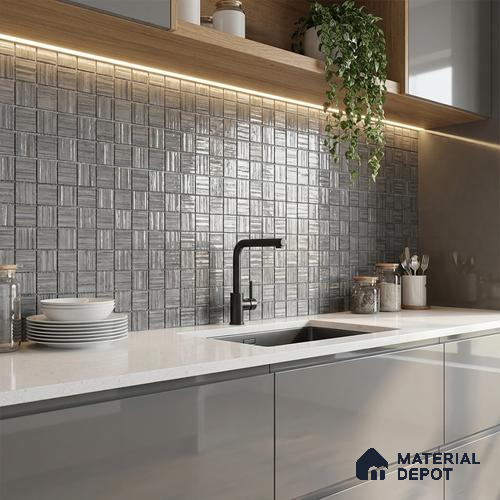 Mosaic Wall & Floor Tile TL 05900 KINTSUGI 297 mm x 297 mm Vitrified - 9 mm | Suitable For Living Room, Bedroom, Kitchen | Random Design
