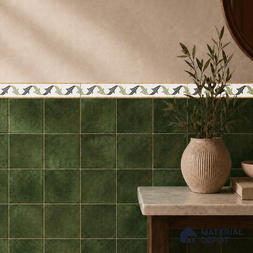 Moroccan Tile Border TL 05909 Spatial Accent Series 1 ft x 2 inch Vitrified Matte Finish Tile Border - 9 mm | Suitable for Decorative Highlighter Border