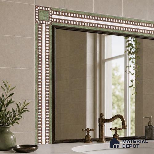 Patterned Tile Border TL 05911 B Spatial Accent Series 2 x 2 inch Vitrified Matte Finish Center Tile - 9 mm | Suitable for Decorative Highlighter Border