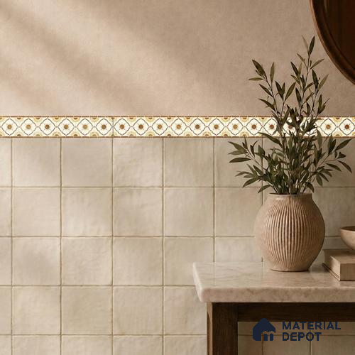 Patterned Tile Border TL 05915 Spatial Accent Series 1 ft x 2 inch Vitrified Matte Finish Tile Border - 9 mm | Suitable for Decorative Highlighter Border