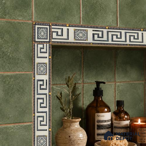 Moroccan Tile Border TL 05916 B Spatial Accent Series 2 x 2 inch Vitrified Matte Finish Center Tile - 9 mm | Suitable for Decorative Highlighter Border