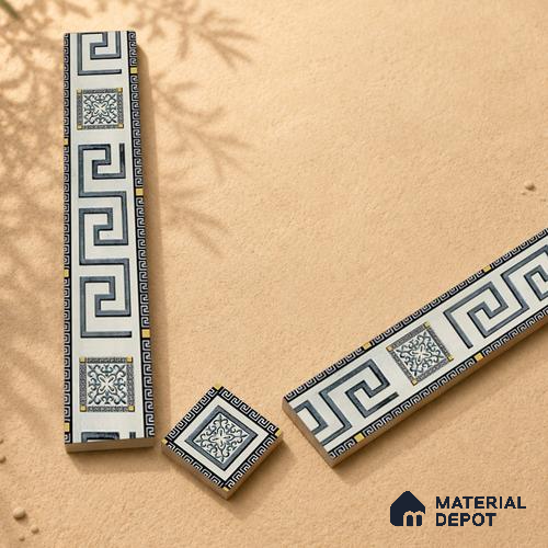 Moroccan Tile Border TL 05916 Spatial Accent Series 1 ft x 2 inch Vitrified Matte Finish Tile Border - 9 mm | Suitable for Decorative Highlighter Border
