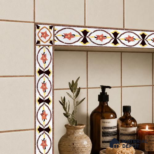 Patterned Tile Border TL 05917 B Spatial Accent Series 2 x 2 inch Vitrified Matte Finish Center Tile - 9 mm | Suitable for Decorative Highlighter Border