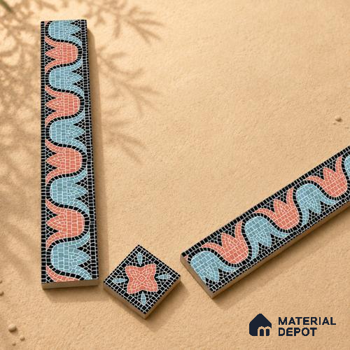 Moroccan Tile Border TL 05918 B Spatial Accent Series 2 x 2 inch Vitrified Matte Finish Center Tile - 9 mm | Suitable for Decorative Highlighter Border