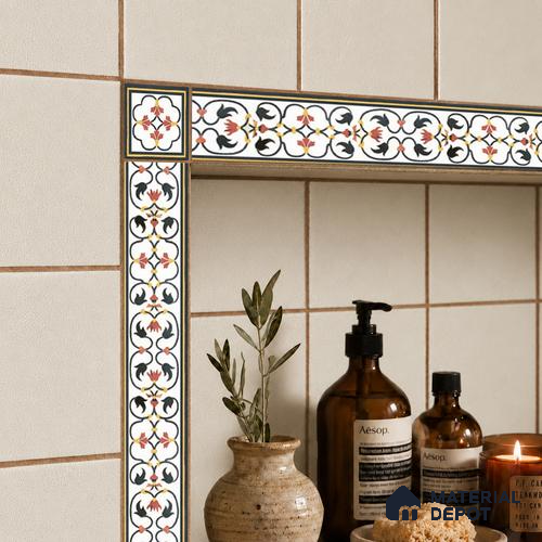 Floral Tile Border TL 05920 Spatial Accent Series 1 ft x 2 inch Vitrified Matte Finish Tile Border - 9 mm | Suitable for Decorative Highlighter Border