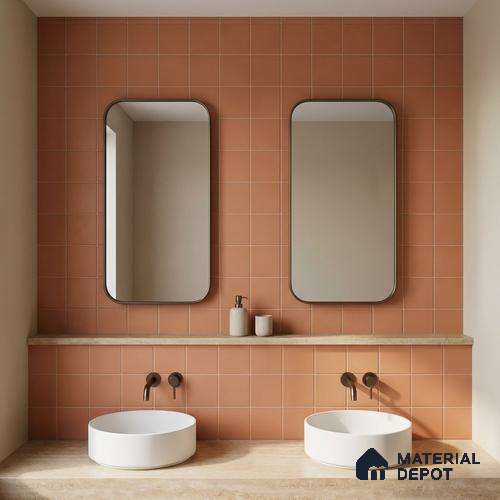 Subway Floor & Wall Tile TL 05981 B Plain Brown 200 x 200 mm Full Body Vitrified Matte Finish - 9 mm | Ideal For Bathroom, Kitchen, Dining Areas | 2 mm Spacer is Mandatory | Please Expect a Slight Variation of Pattern