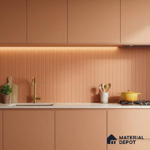 Subway Floor & Wall Tile TL 05981 C Strap Brown Punch 200 x 200 mm Full Body Vitrified Punch Matte Finish - 9 mm | Ideal For Bathroom, Kitchen, Dining Areas | 2 mm Spacer is Mandatory | Please Expect a Slight Variation of Pattern