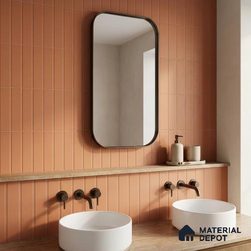 Subway Floor & Wall Tile TL 05981 C Strap Brown Punch 200 x 200 mm Full Body Vitrified Punch Matte Finish - 9 mm | Ideal For Bathroom, Kitchen, Dining Areas | 2 mm Spacer is Mandatory | Please Expect a Slight Variation of Pattern