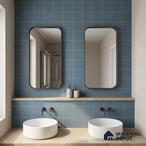 Subway Floor & Wall Tile TL 05982 B Plain Slate Blue 200 x 200 mm Full Body Vitrified Matte Finish - 9 mm | Ideal For Bathroom, Kitchen, Dining Areas | 2 mm Spacer is Mandatory | Please Expect a Slight Variation of Pattern