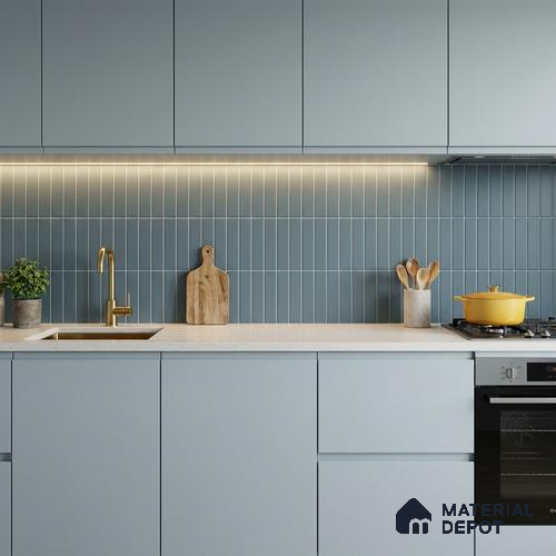 Subway Floor & Wall Tile TL 05982 C Strap Slate Blue Punch 200 x 200 mm Full Body Vitrified Punch Matte Finish - 9 mm | Ideal For Bathroom, Kitchen, Dining Areas | 2 mm Spacer is Mandatory | Please Expect a Slight Variation of Pattern