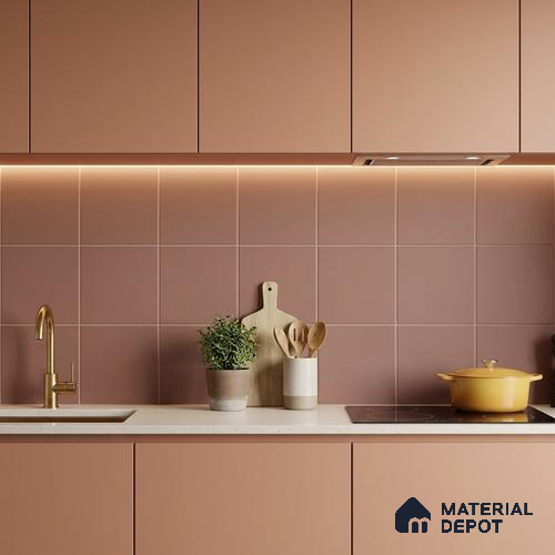 Subway Floor & Wall Tile TL 05983 B Plain Cranberry 200 x 200 mm Full Body Vitrified Matte Finish - 9 mm | Ideal For Bathroom, Kitchen, Dining Areas | 2 mm Spacer is Mandatory | Please Expect a Slight Variation of Pattern