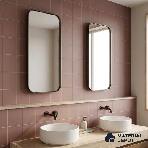 Subway Floor & Wall Tile TL 05983 B Plain Cranberry 200 x 200 mm Full Body Vitrified Matte Finish - 9 mm | Ideal For Bathroom, Kitchen, Dining Areas | 2 mm Spacer is Mandatory | Please Expect a Slight Variation of Pattern