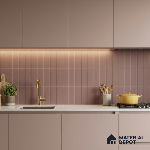 Subway Floor & Wall Tile TL 05983 C Strap Cranberry Punch 200 x 200 mm Full Body Vitrified Punch Matte Finish - 9 mm | Ideal For Bathroom, Kitchen, Dining Areas | 2 mm Spacer is Mandatory | Please Expect a Slight Variation of Pattern