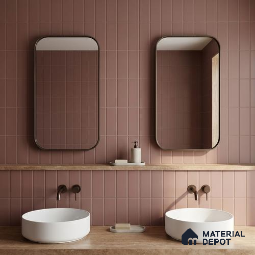 Subway Floor & Wall Tile TL 05983 C Strap Cranberry Punch 200 x 200 mm Full Body Vitrified Punch Matte Finish - 9 mm | Ideal For Bathroom, Kitchen, Dining Areas | 2 mm Spacer is Mandatory | Please Expect a Slight Variation of Pattern