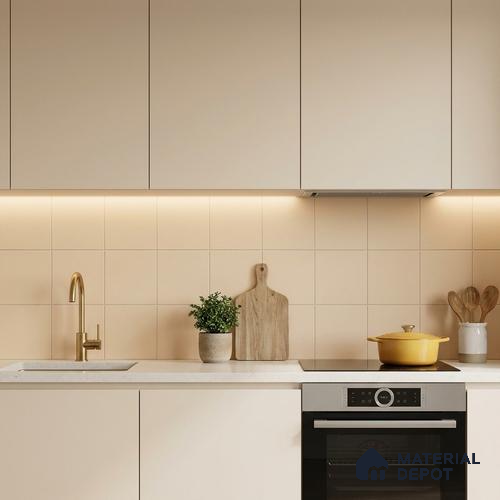Subway Floor & Wall Tile TL 05985 B Plain Ochre 200 x 200 mm Full Body Vitrified Matte Finish - 9 mm | Ideal For Bathroom, Kitchen, Dining Areas | 2 mm Spacer is Mandatory | Please Expect a Slight Variation of Pattern