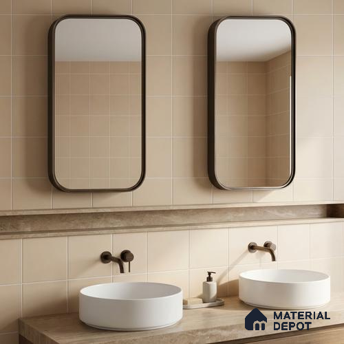 Subway Floor & Wall Tile TL 05985 B Plain Ochre 200 x 200 mm Full Body Vitrified Matte Finish - 9 mm | Ideal For Bathroom, Kitchen, Dining Areas | 2 mm Spacer is Mandatory | Please Expect a Slight Variation of Pattern