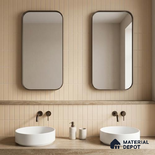 Subway Floor & Wall Tile TL 05985 C Strap Ochre Punch 200 x 200 mm Full Body Vitrified Punch Matte Finish - 9 mm | Ideal For Bathroom, Kitchen, Dining Areas | 2 mm Spacer is Mandatory | Please Expect a Slight Variation of Pattern